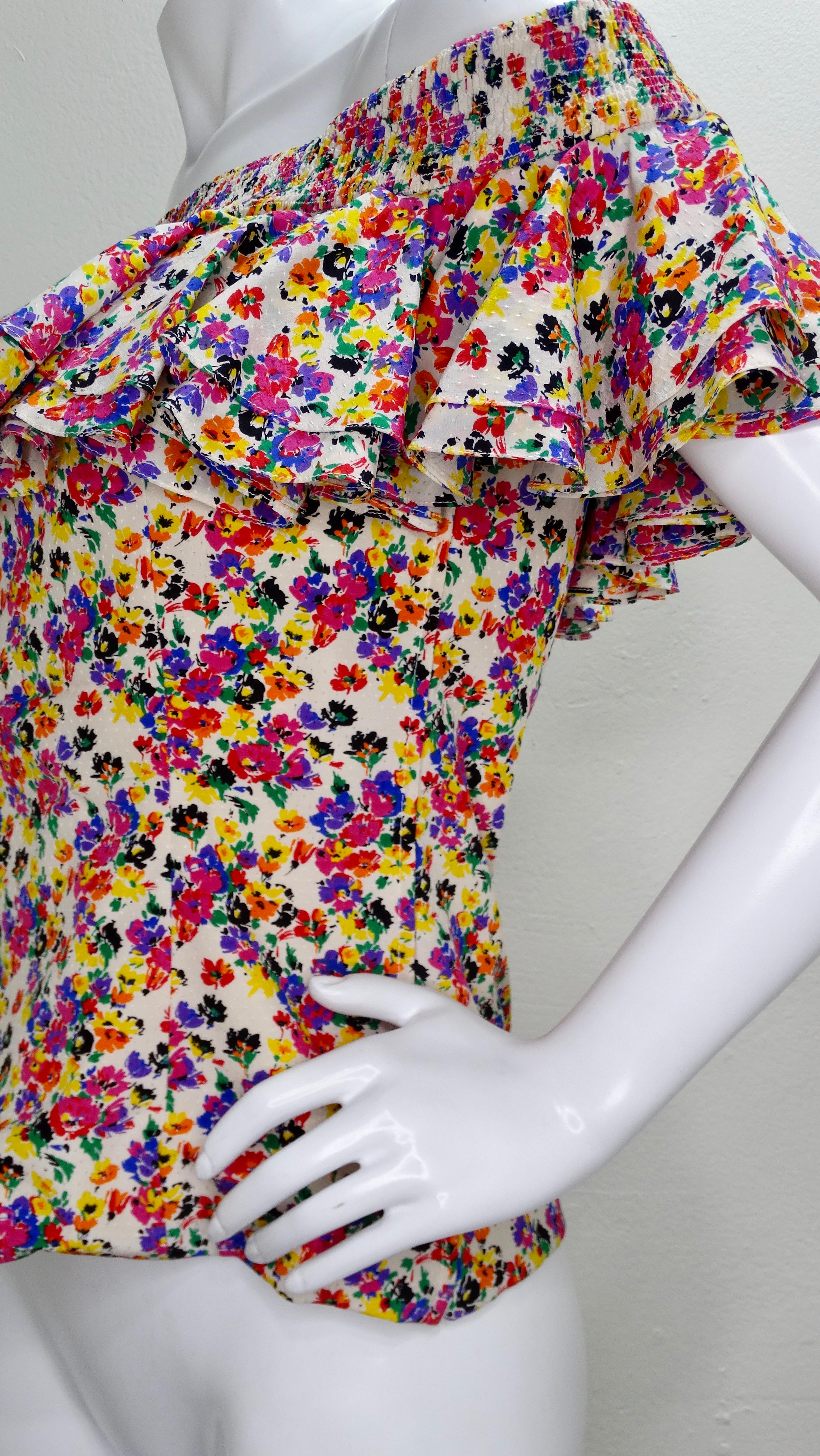 Valentino Floral Off Shoulder Blouse In Excellent Condition In Scottsdale, AZ