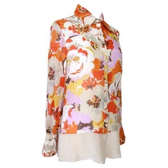 Valentino Floral Print Silk Top Blouse 10