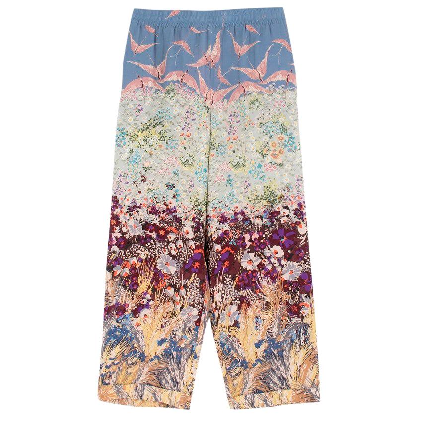  Valentino Floral Print Silk Trousers - Size US 4