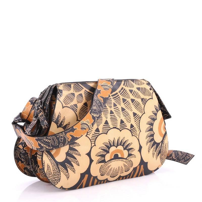 Beige Valentino Floral Shoulder Bag Printed Leather Medium