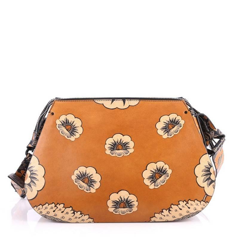 Valentino Floral Shoulder Bag Printed Leather Medium In Good Condition In NY, NY
