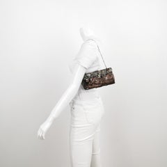 Valentino Flower And Crystal Embellished Metallic Copper Lambskin Leather Clutch