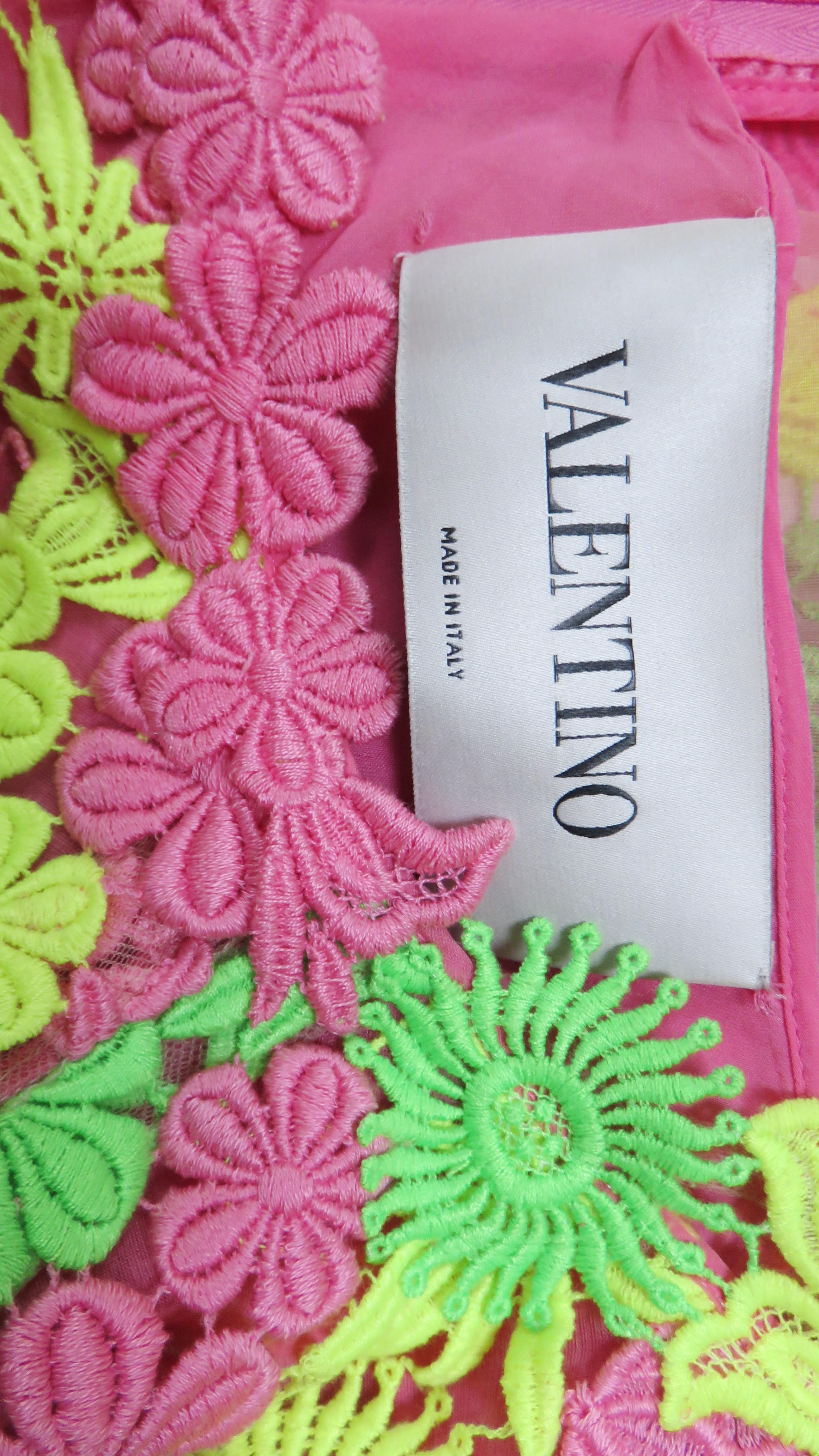 Valentino Flower Lace Silk Dress For Sale 9