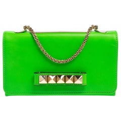 Valentino Fluo Green Leather Va Va Voom Shoulder Bag