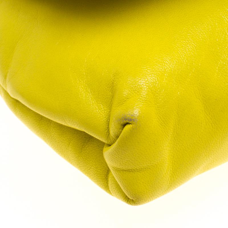 Valentino Fluorescent Yellow Leather Petale Shoulder Bag 3