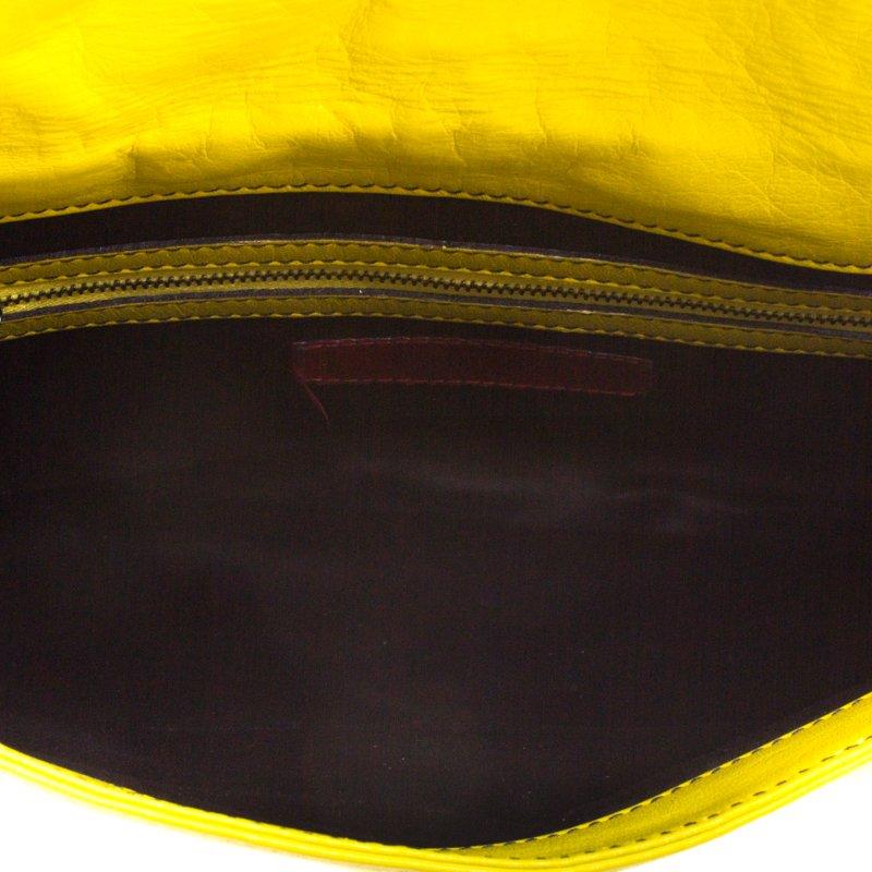 Women's Valentino Fluorescent Yellow Leather Petale Shoulder Bag