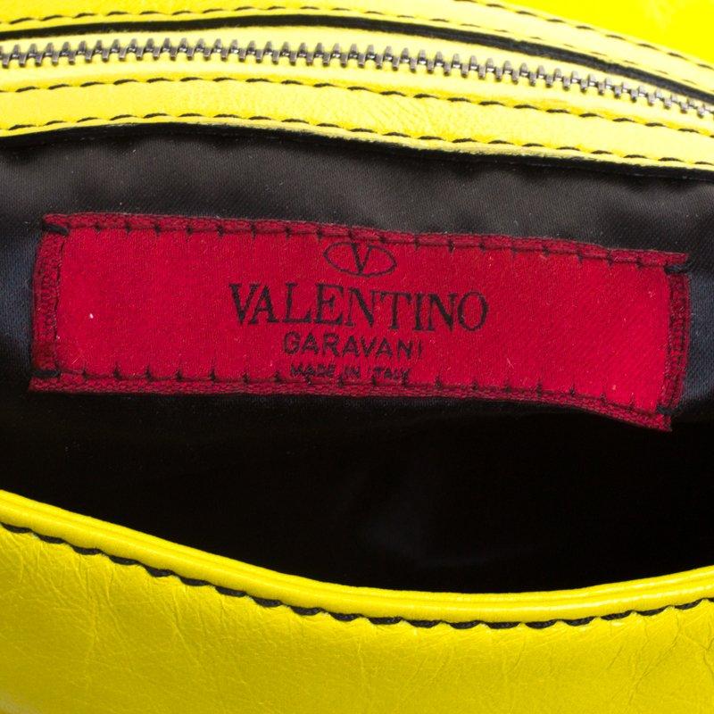 Valentino Fluoreszierendes Gelbes Leder Petale Umhängetasche 5