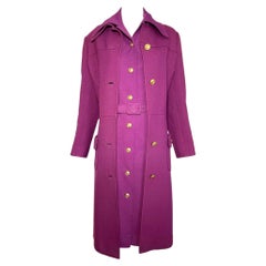 Valentino for TWA 1971 Purple Flight Attendant Dress and Wool Coat Ensemble