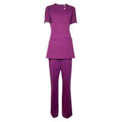 Valentino for TWA 1971 Purple Flight Attendant Tunic and Pants Ensemble