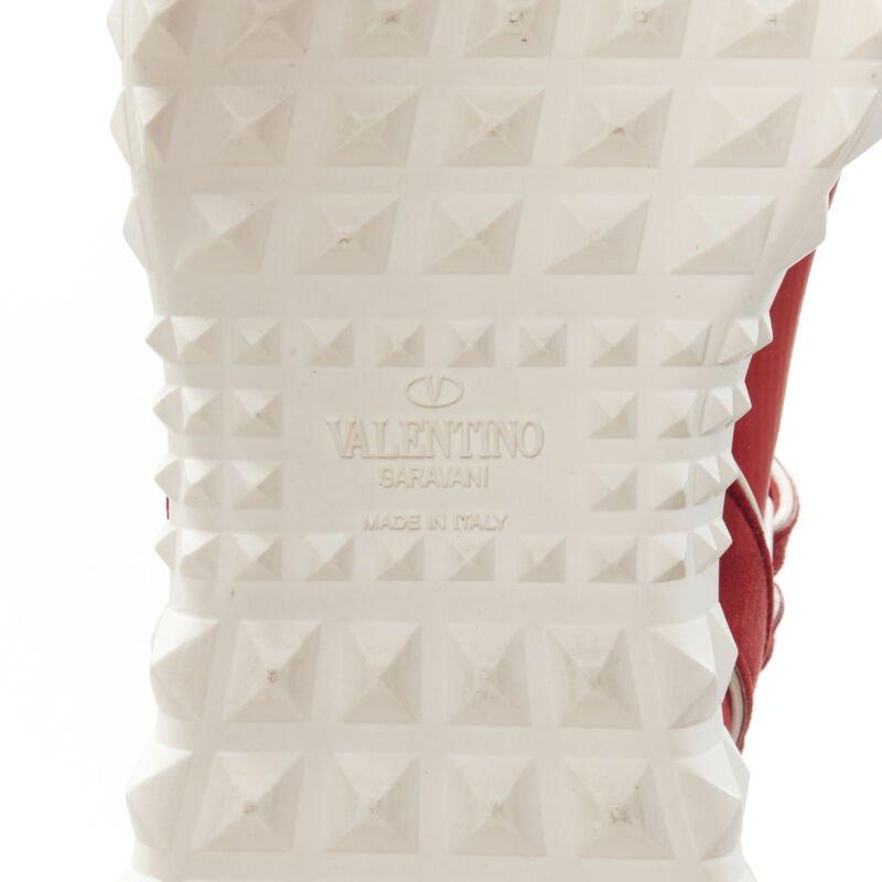 VALENTINO Free Rockstud Bodytech red sock knit white stud high top sneaker EU36 For Sale 6