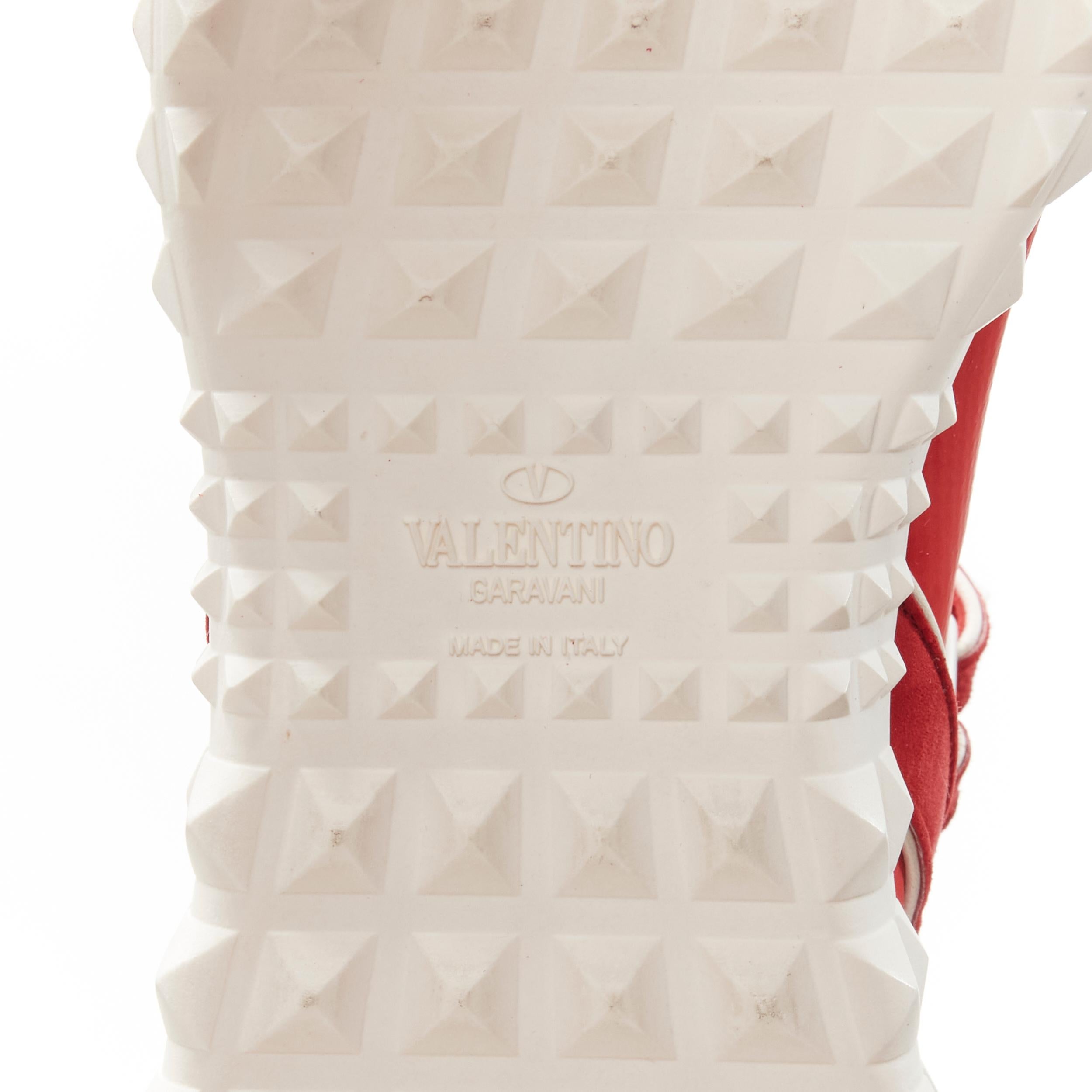 VALENTINO Free Rockstud Bodytech red sock knit white stud high top sneaker EU36 For Sale 5