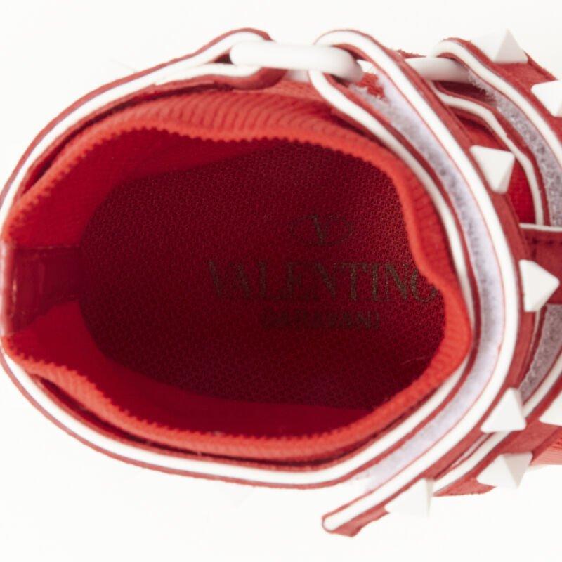 VALENTINO Free Rockstud Bodytech red sock knit white stud high top sneaker EU36 For Sale 5
