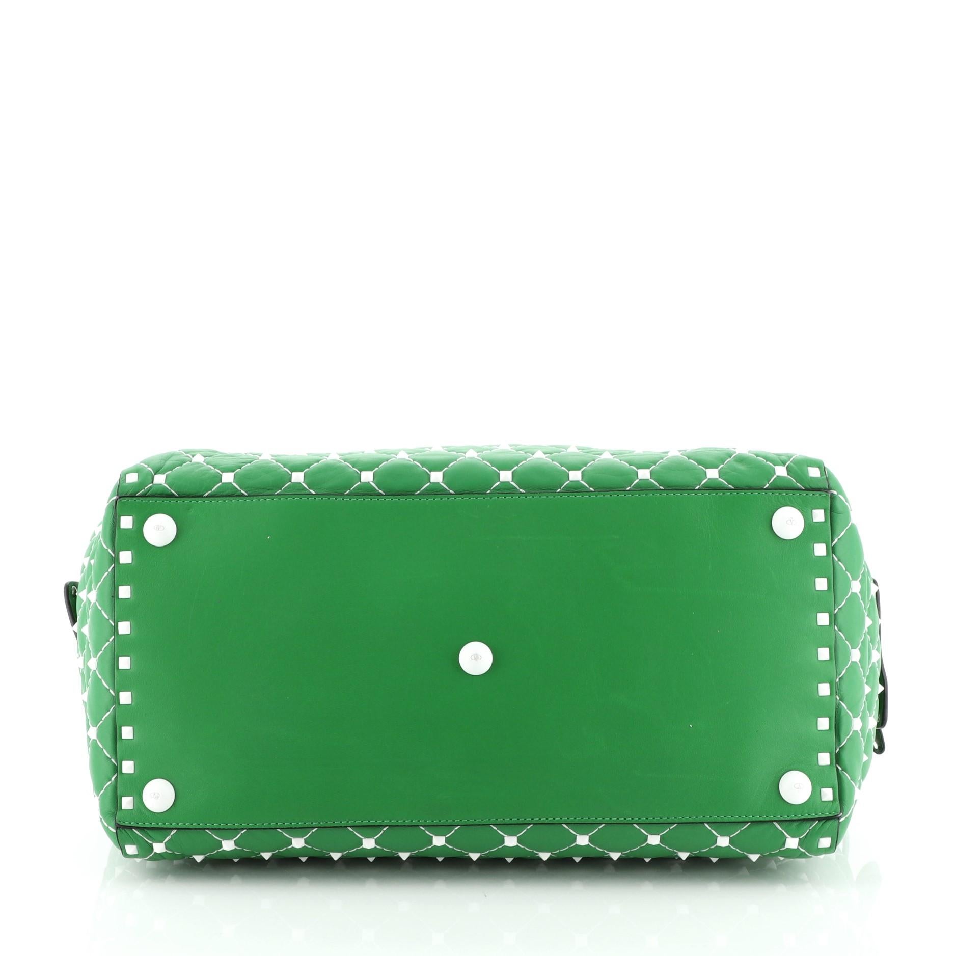 Green Valentino Free Rockstud Spike Duffle Bag Quilted Leather