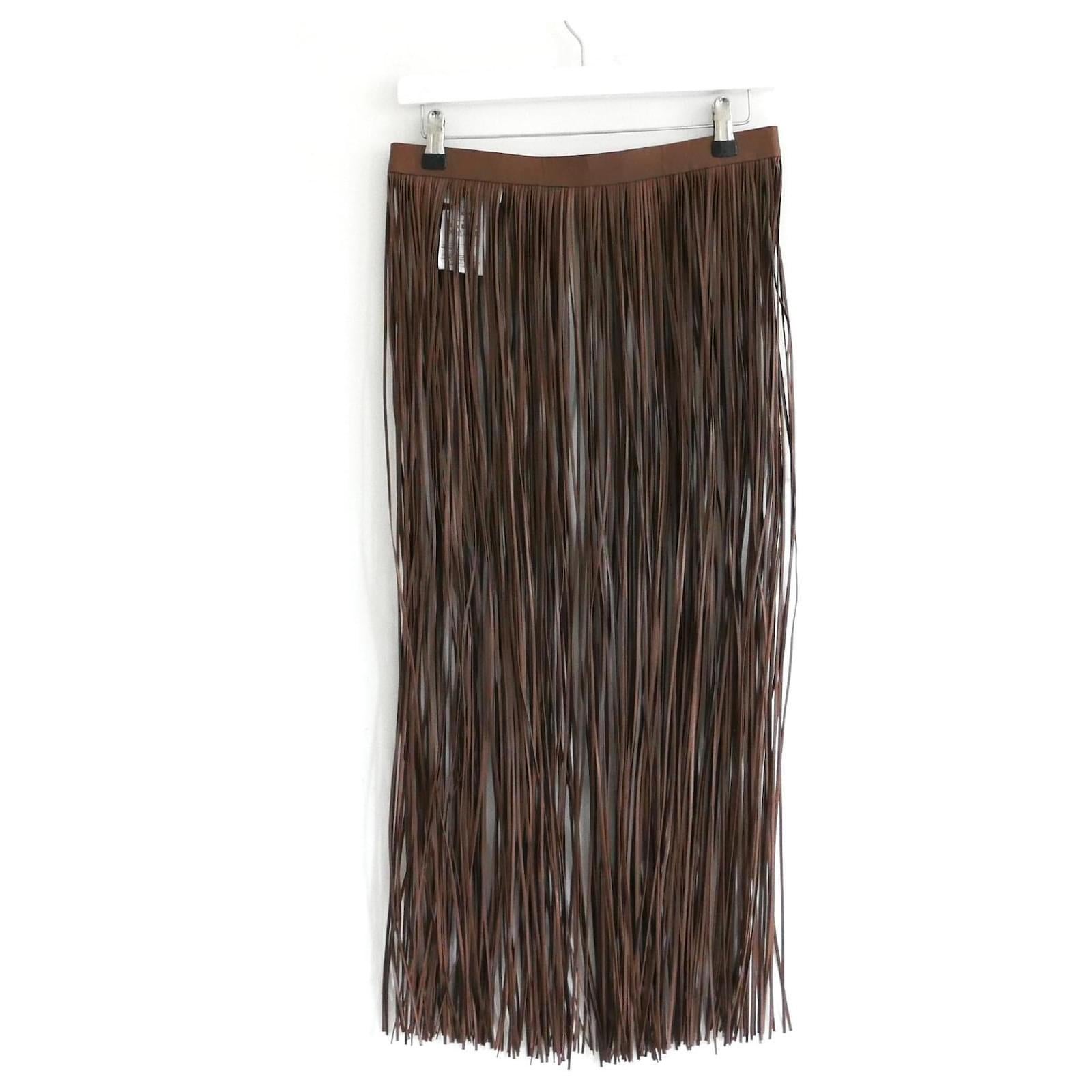 Valentino Fringed Leather Over Skirt For Sale