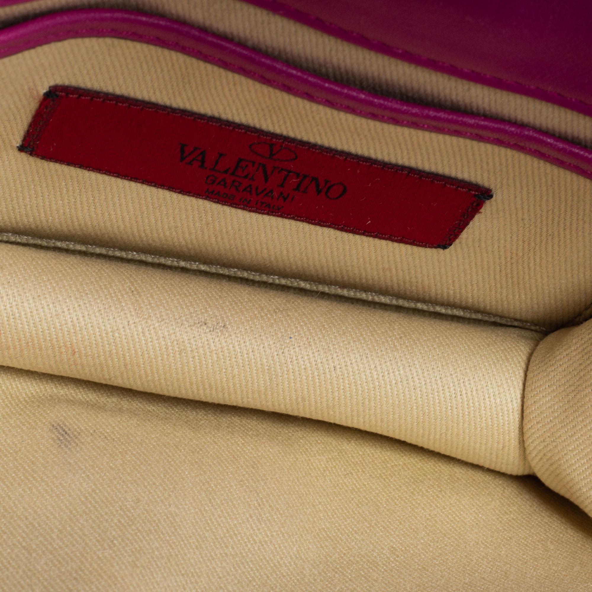 Valentino Fuchsia Leather Mini Rockstud Glam Lock Shoulder Bag 2