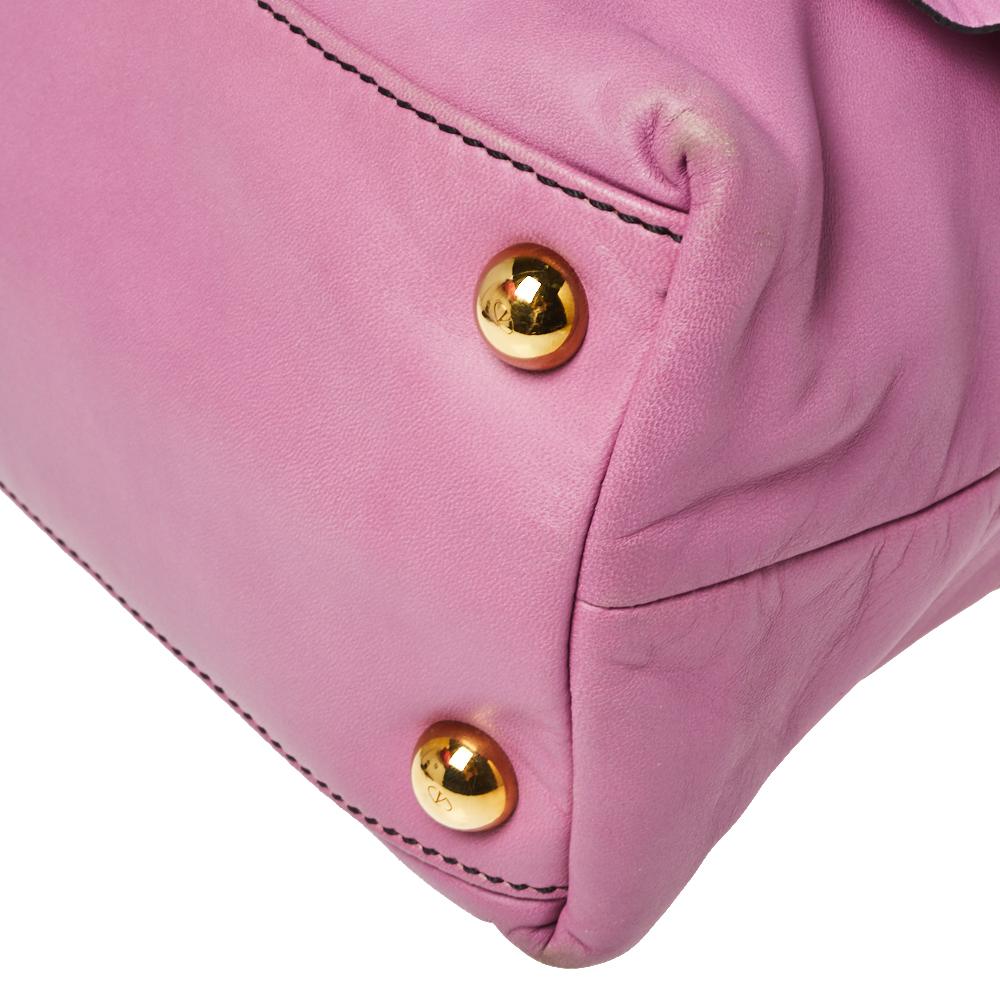 Valentino Fuchsia Leather Petale Rose Dome Satchel 1