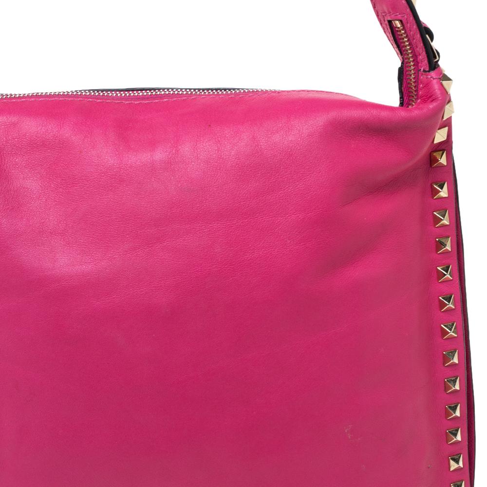 Valentino Fuchsia Leather Rockstud Messenger Bag 2