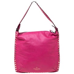 Valentino Fuchsia Leather Rockstud Messenger Bag