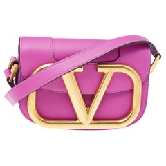 Valentino Fuchsia Leather VLogo Mini Suprevee Crossbody Bag