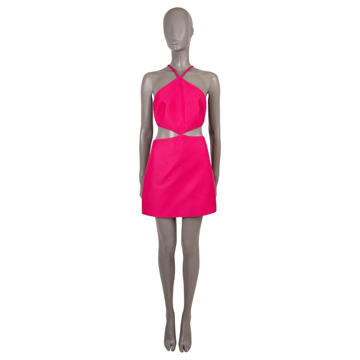 Women's VALENTINO fuchsia pink viscose 2022 CUT-OUT CREPE MINI Dress 42 M