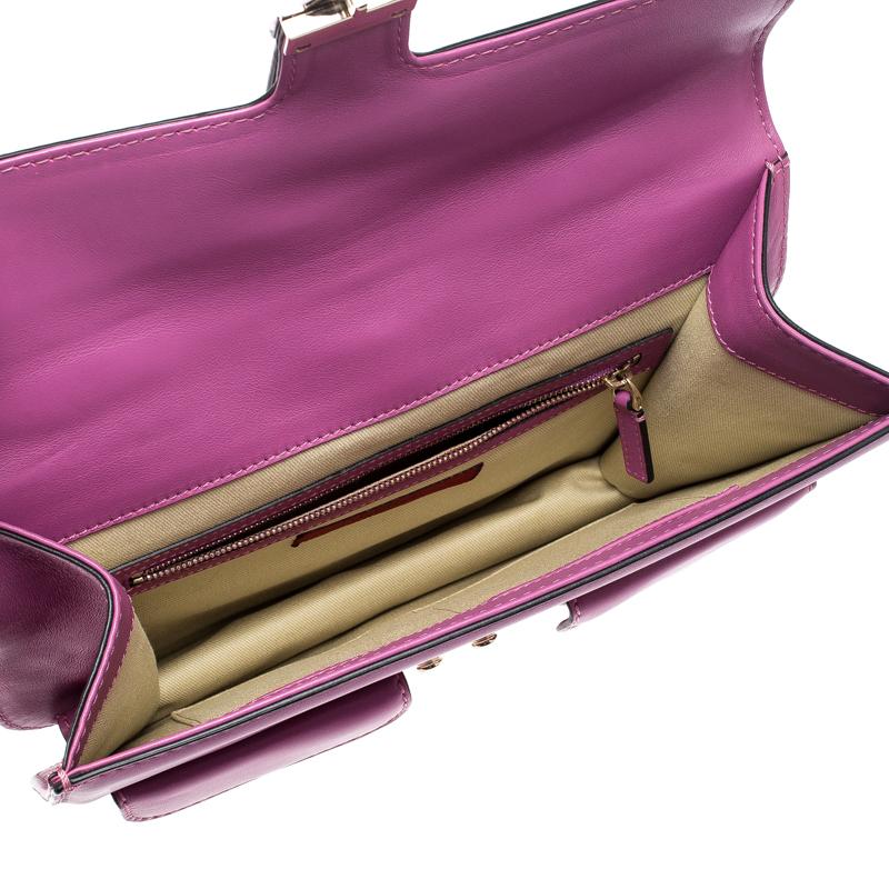 Valentino Fuschia Leather Rockstud Large Glam Lock Top Handle Bag 3