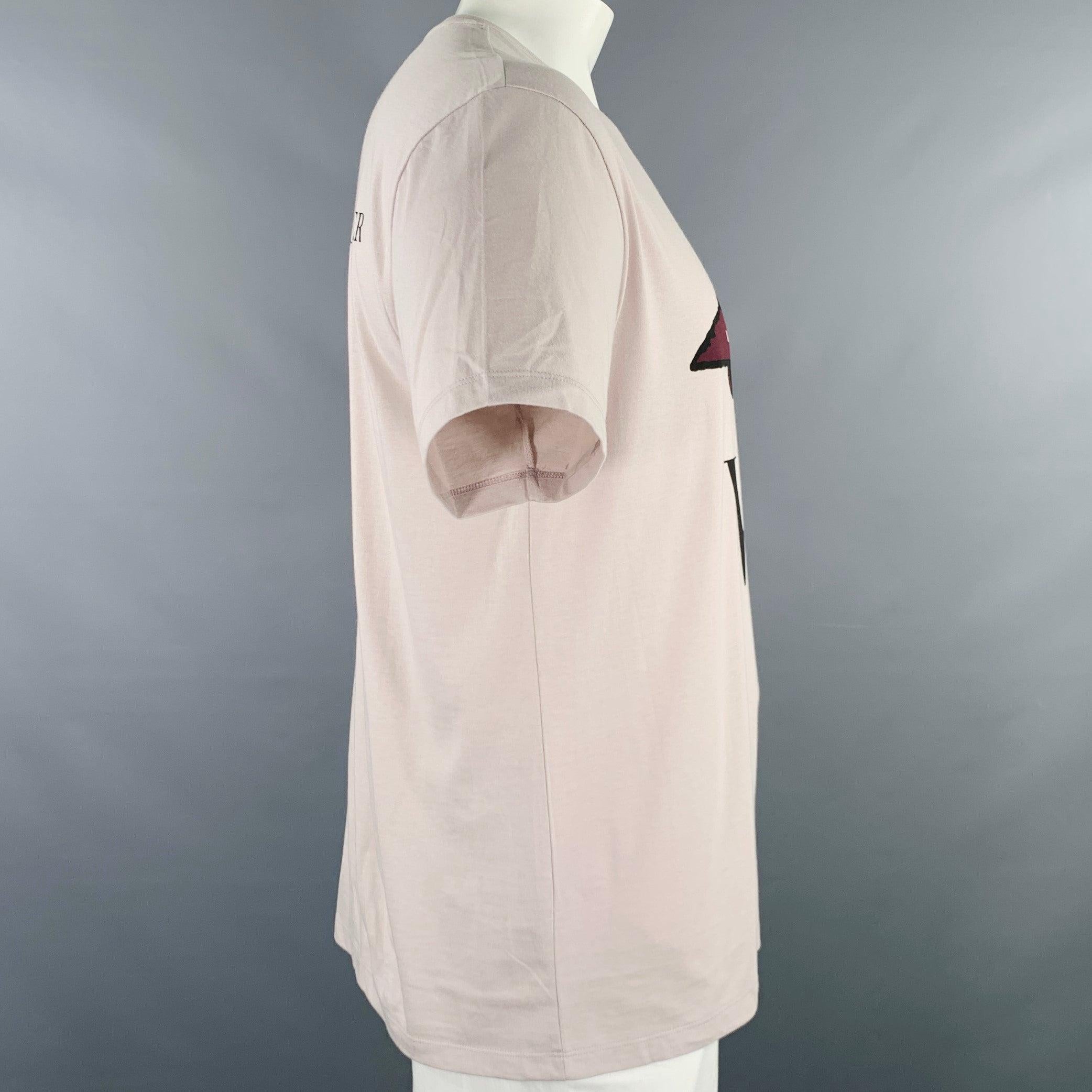 VALENTINO FW19 Talla L Camiseta cuello redondo algodón gráfico OVNI gris Beige en venta