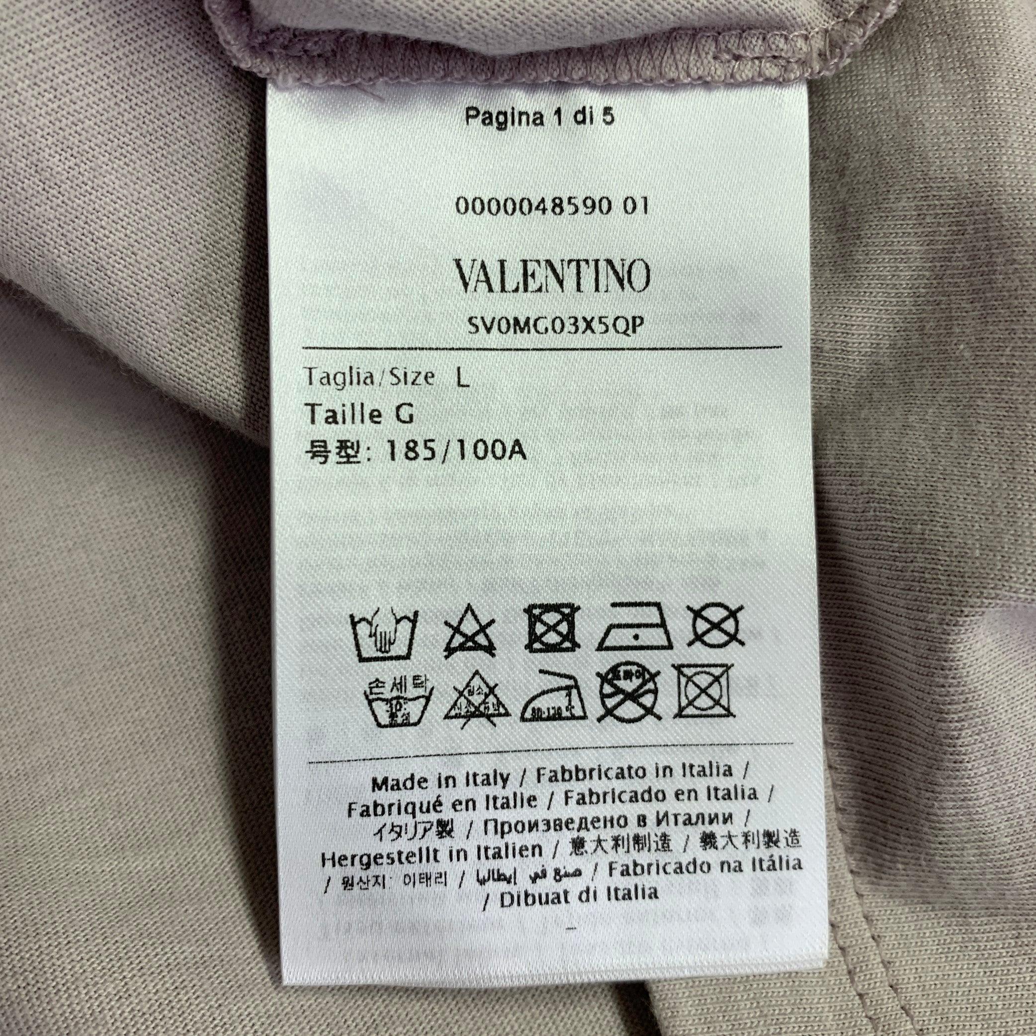 VALENTINO FW19 Talla L Camiseta cuello redondo algodón gráfico OVNI gris en venta 1