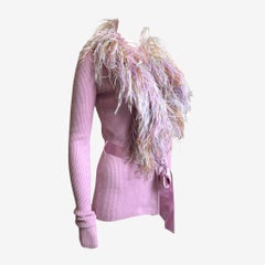 Valentino FW2002 Virgin Wool Feather Collar Knit Cardigan
