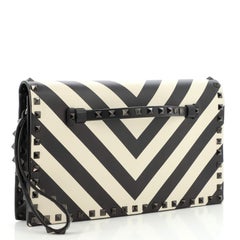 Valentino Garavani 1973 Rockstud Flap Clutch Striped Leather