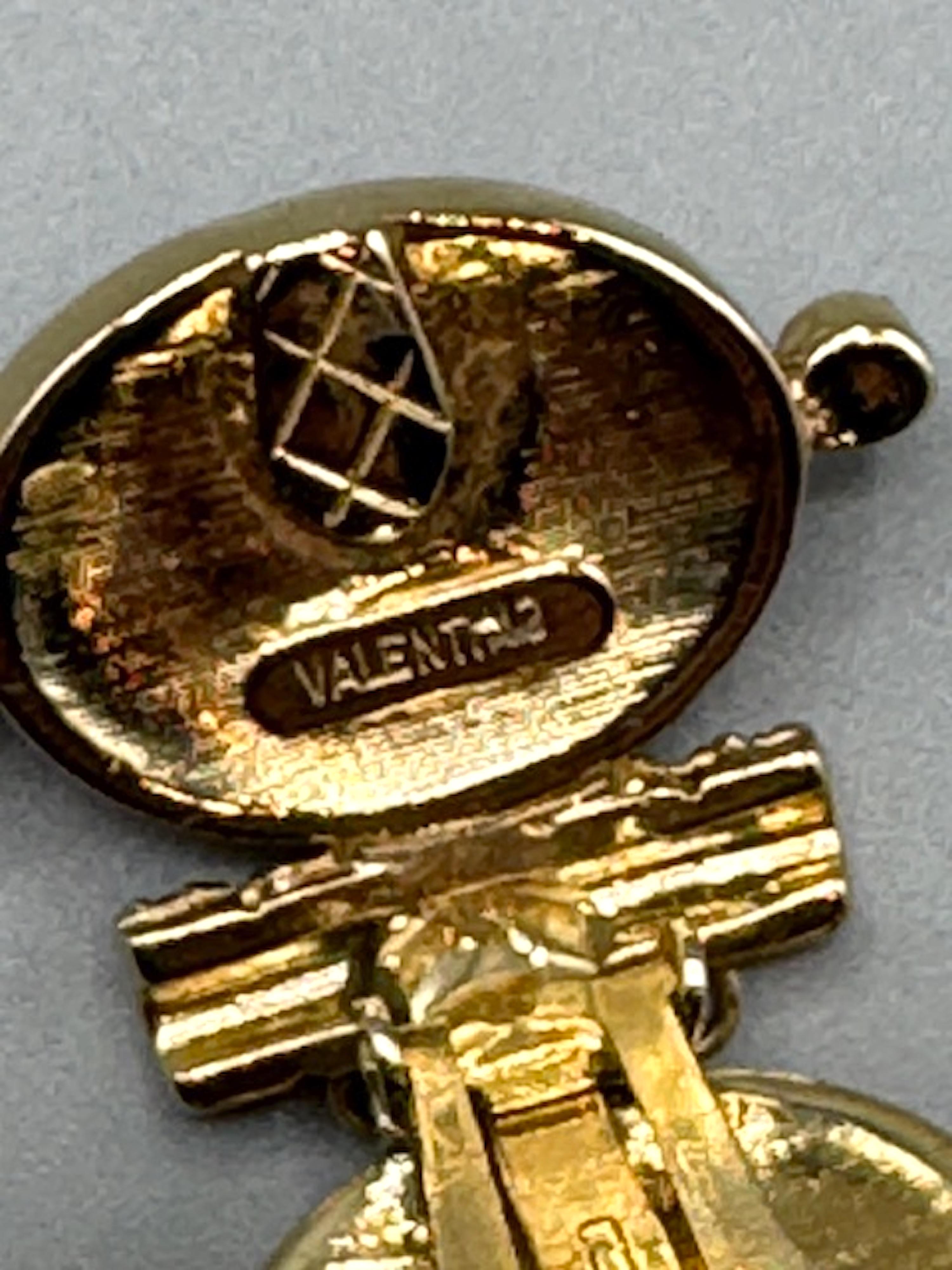 Valentino Garavani 1980s Gold and Black Cabochon Pendant Earrings For Sale 2
