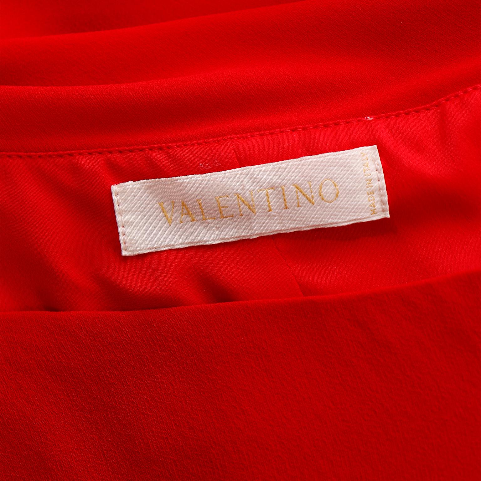 Valentino Garavani 2000s Red Silk Crepe Asymmetrical Sleeve Day or Evening Dress For Sale 6