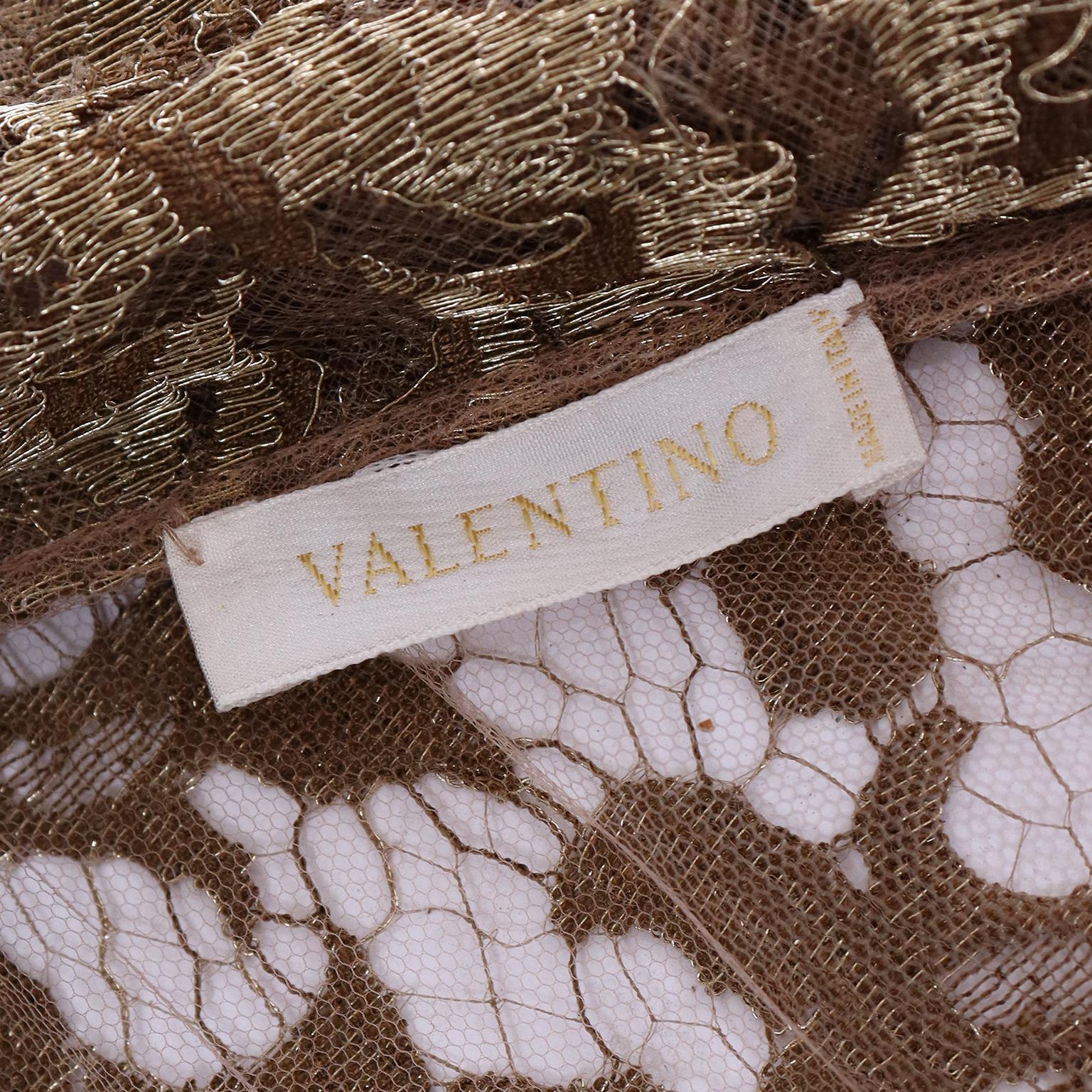 Valentino Garavani 2006 Gold Fine Lace Blouse w Wide Collar & Cuffs Documented 5