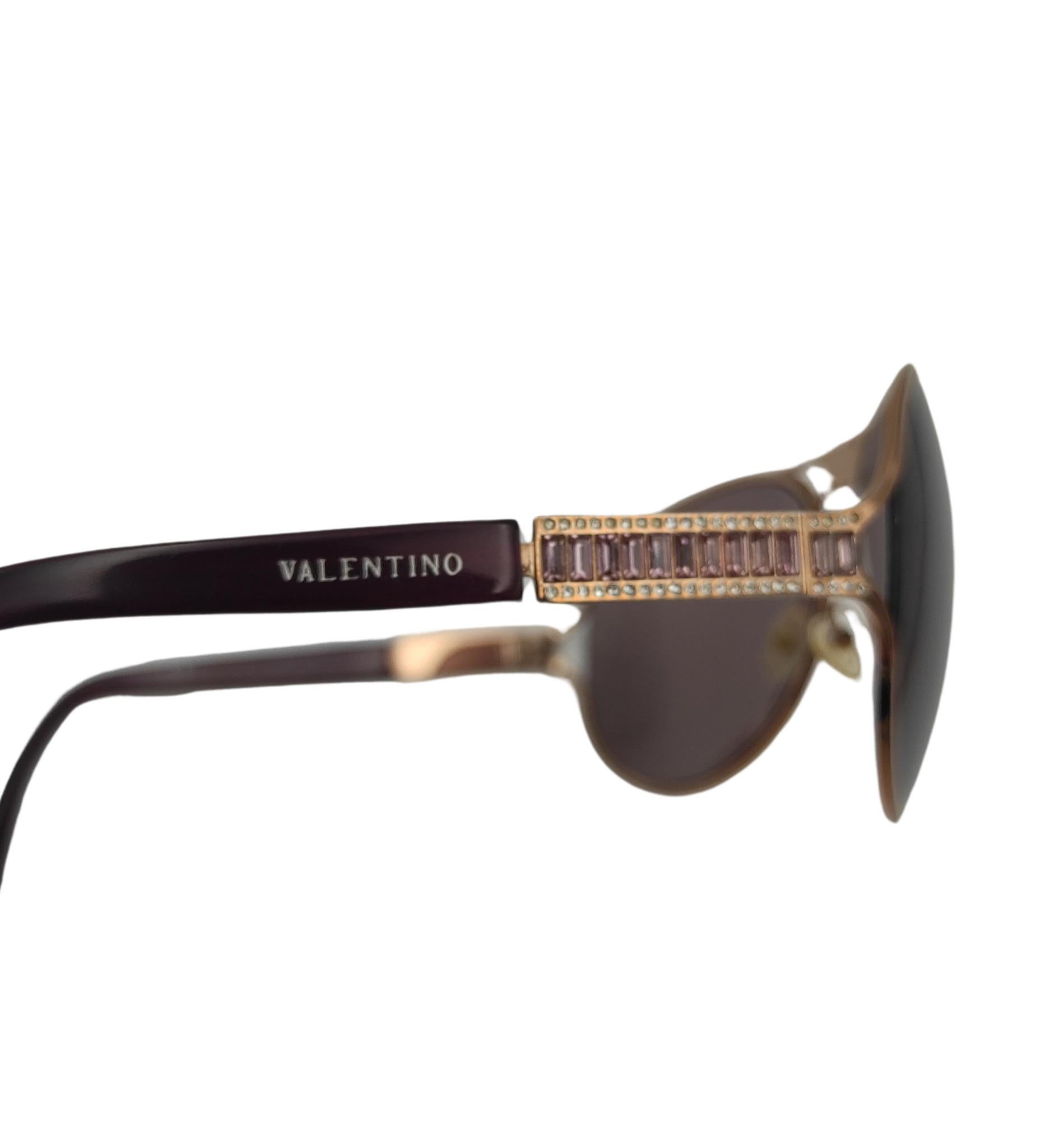 Valentino Garavani aviator pink rhinestones sunglasses For Sale 1