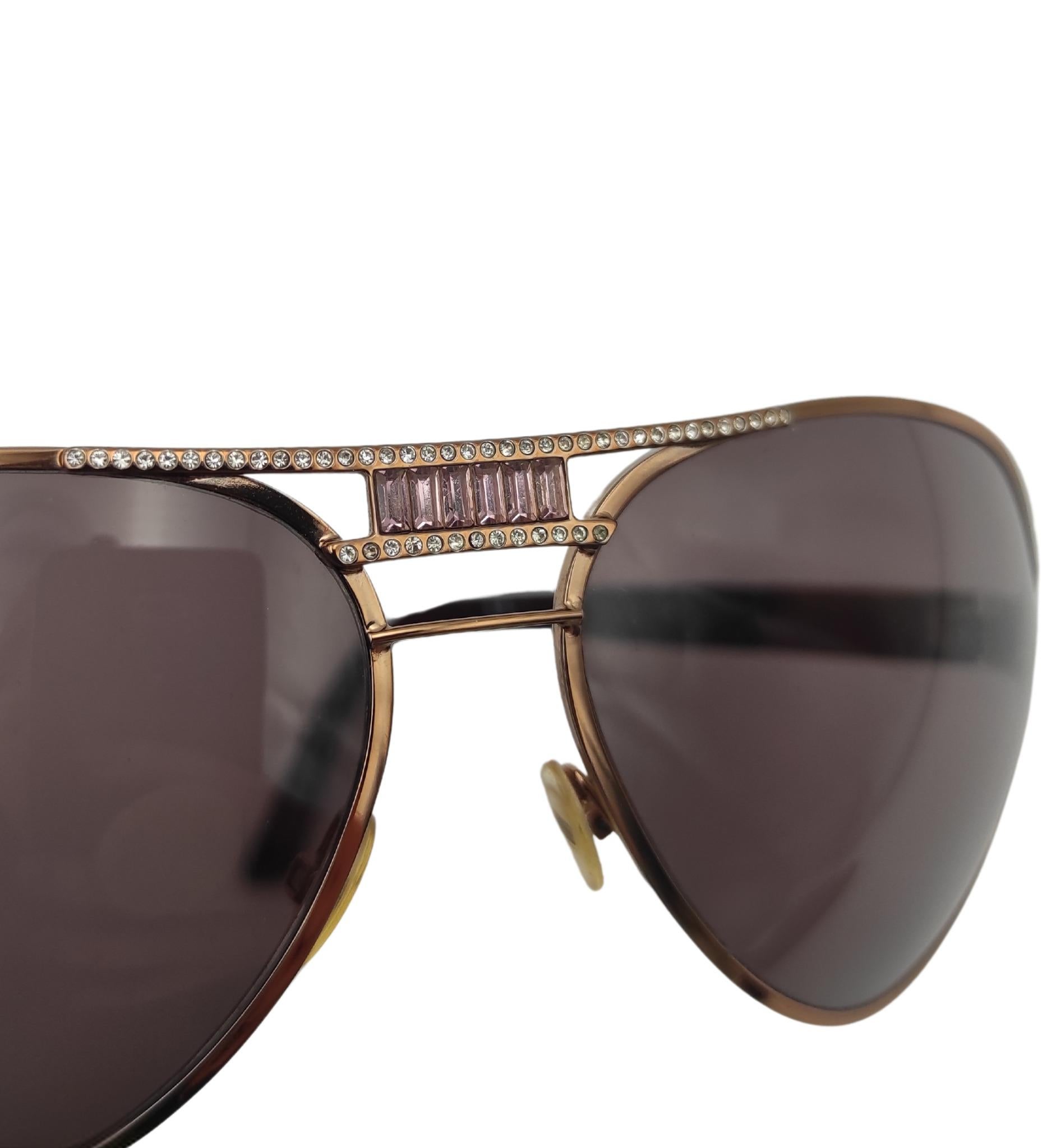 Valentino Garavani aviator pink rhinestones sunglasses For Sale 2