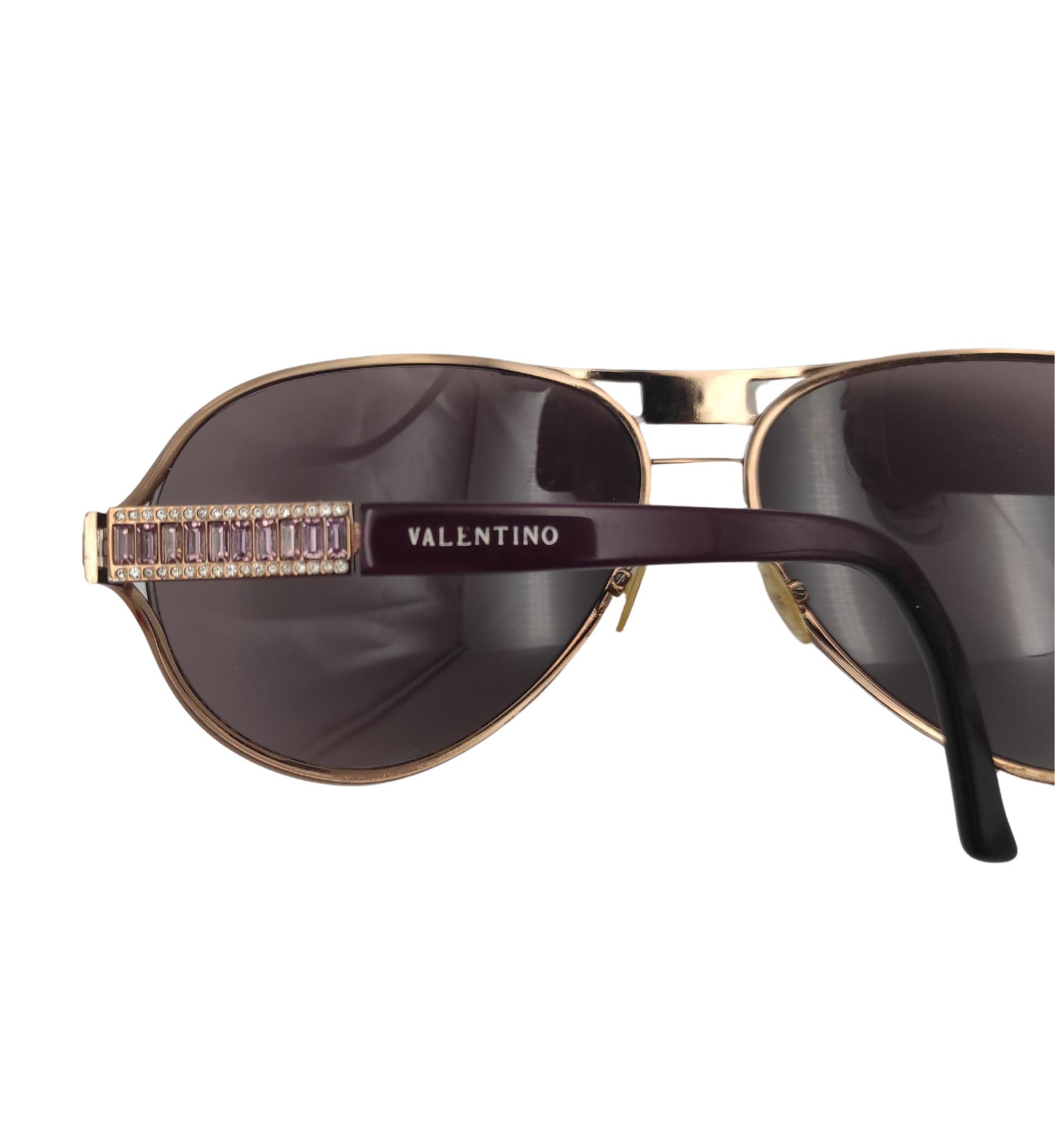 Valentino Garavani aviator pink rhinestones sunglasses For Sale 3