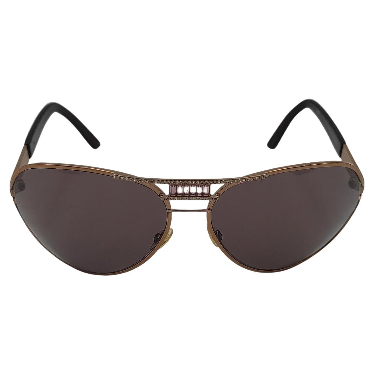 Valentino Garavani aviator pink rhinestones sunglasses For Sale