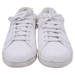 Valentino Garavani Backnet Perforated Shear-Lined Sneakers in White Leather