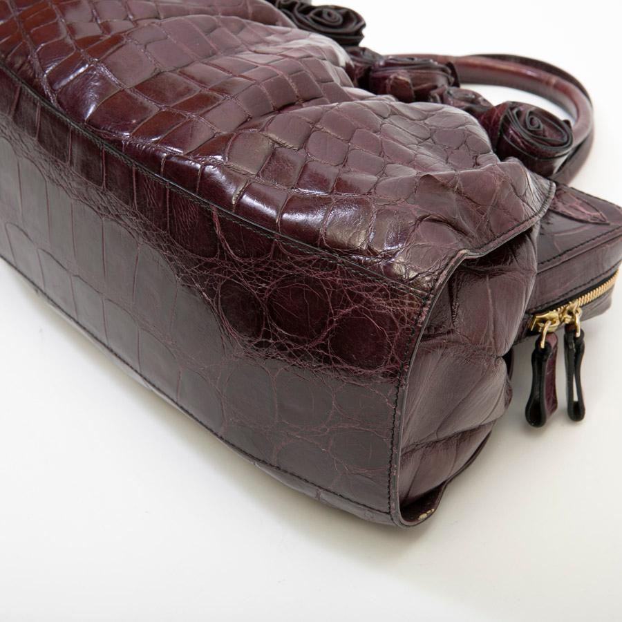 Black Valentino Garavani Bag In Purple Alligator For Sale