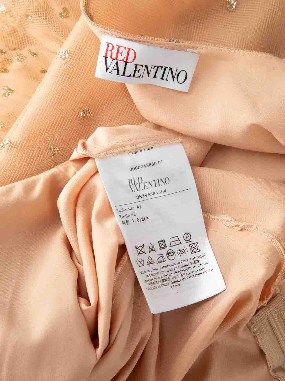 Valentino Garavani Beige Glitter Heart Tiered Tulle Gown Size M For Sale 1