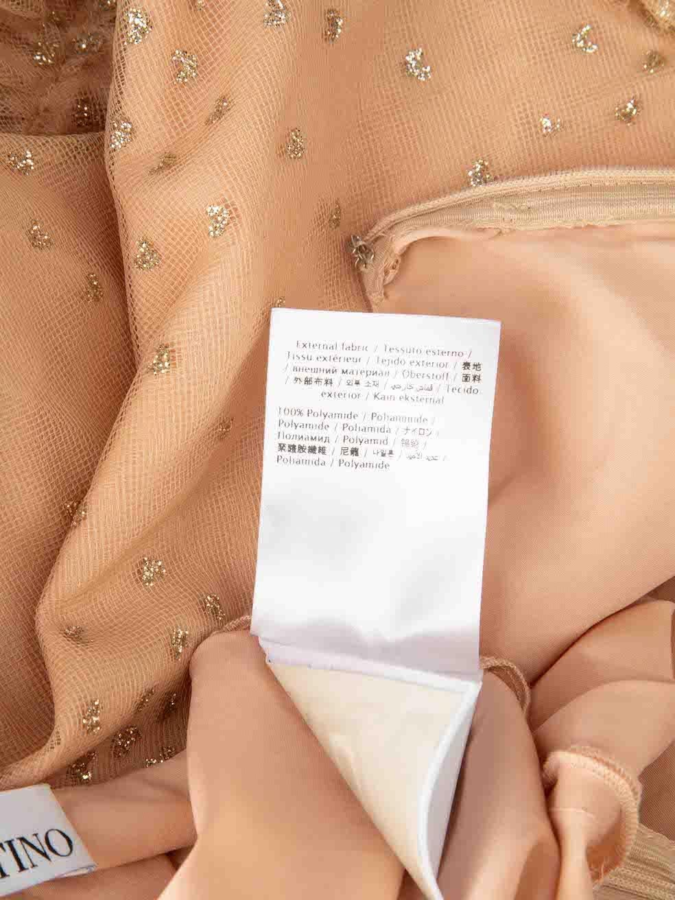 Valentino Garavani Beige Glitter Heart Tiered Tulle Gown Size M For Sale 2