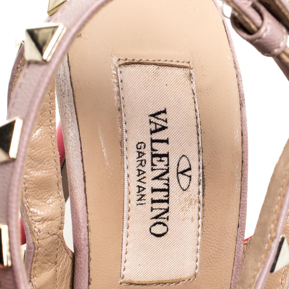 Valentino Garavani Beige Leather Rockstud Sandals Size 36 2