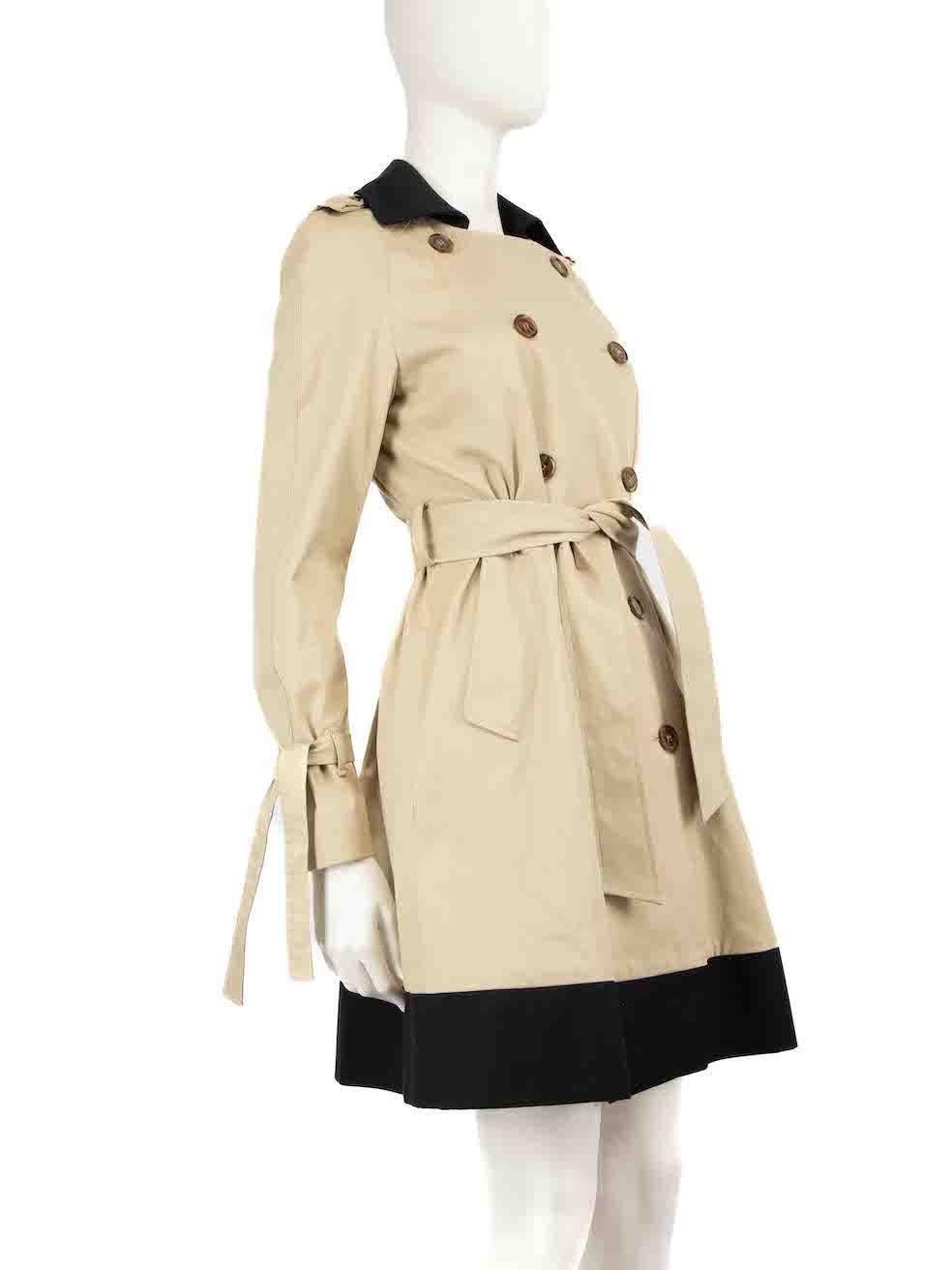 CONDITION is Very good. Hardly any visible wear to coat is evident on this used Red Valentino designer resale item.
 
 
 
 Details
 
 
 Beige
 
 Cotton
 
 Trench coat
 
 Black panel trim
 
 Double breasted
 
 Button up fastening
 
 Long sleeves
 

