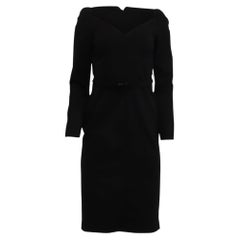 Abito midi con cintura di Valentino Garavani in lana nera