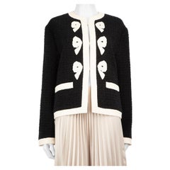 Valentino Garavani Schwarz Bow Appliqué Tweed Jacke Größe XL