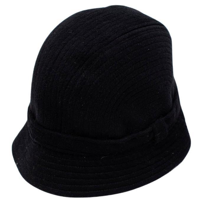 Valentino Garavani Black Cashmere Cloche Hat For Sale