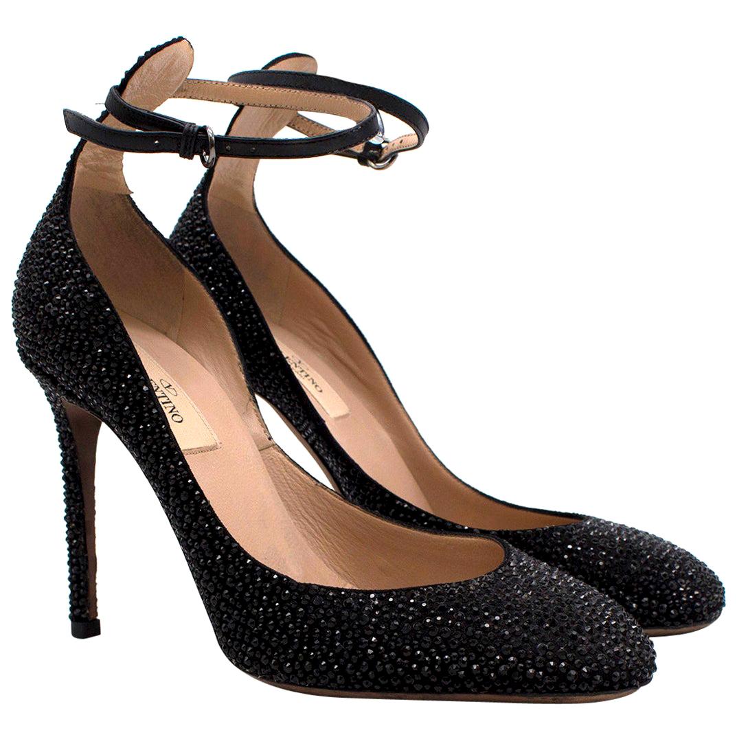 Valentino Garavani Black Crystal Embellished Pumps - Size EU  36 For Sale