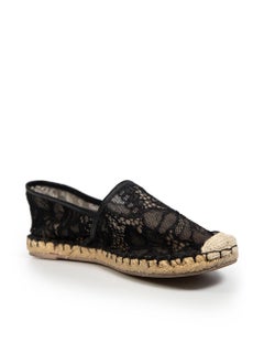 Valentino Garavani Espadrilles aus schwarzer Spitze, Größe IT 37