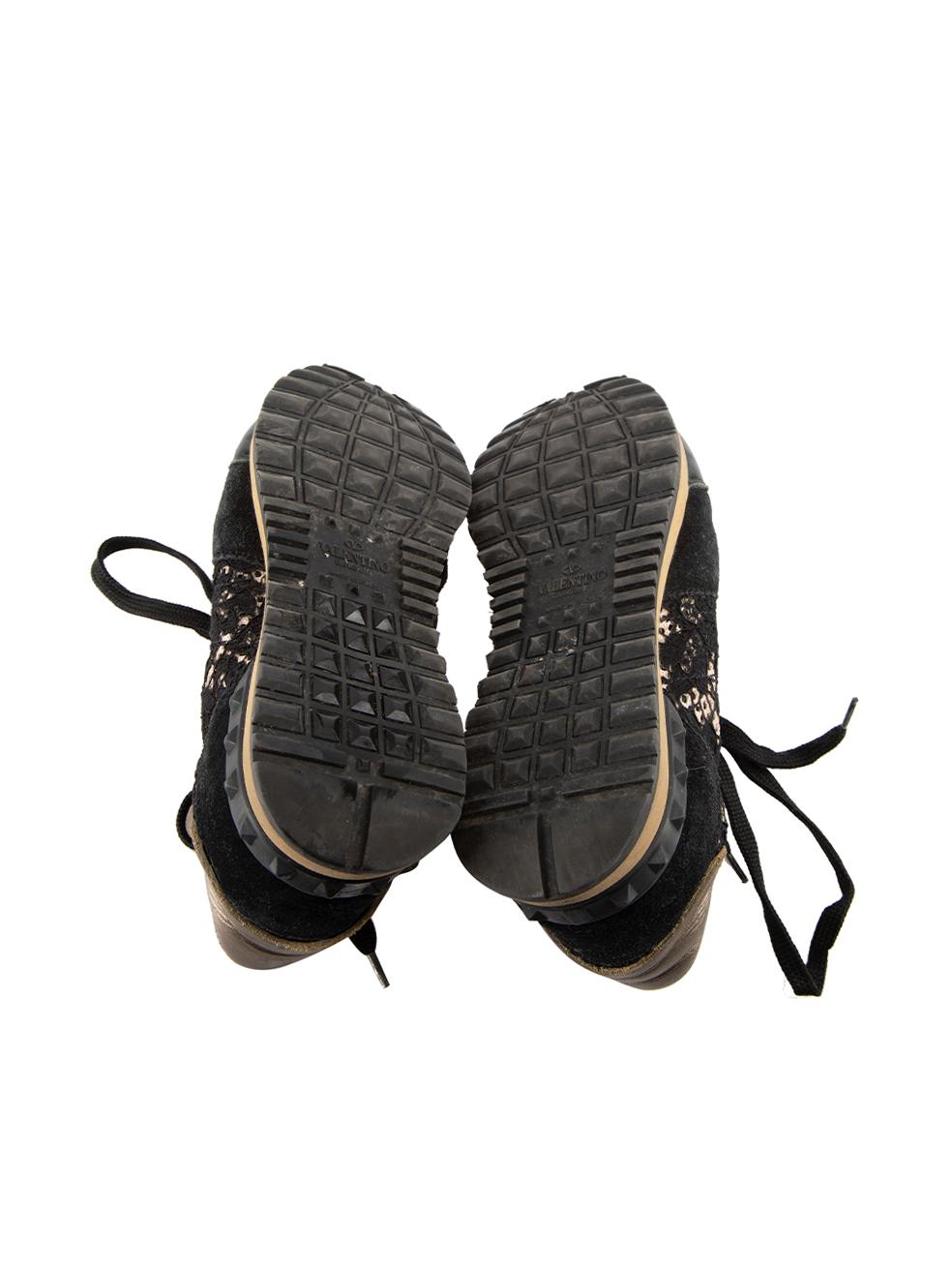 Valentino Garavani Zapatillas de cuero con paneles de encaje negro Talla IT 36 en Bueno estado para la venta en London, GB
