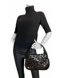 Valentino Garavani Black Leather Atelier Rose 03 Edition Small Hobo Bag rt $3250