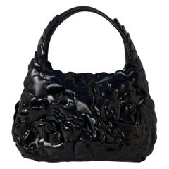 Valentino Garavani Black Leather Atelier Rose 03 Edition Small Hobo Bag rt $3250